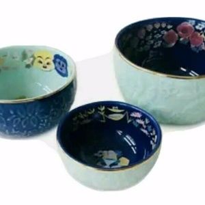 Alice in Wonderland 70th Anniversary by Mary Blair Bowl Set of 3 DISNEY NEW